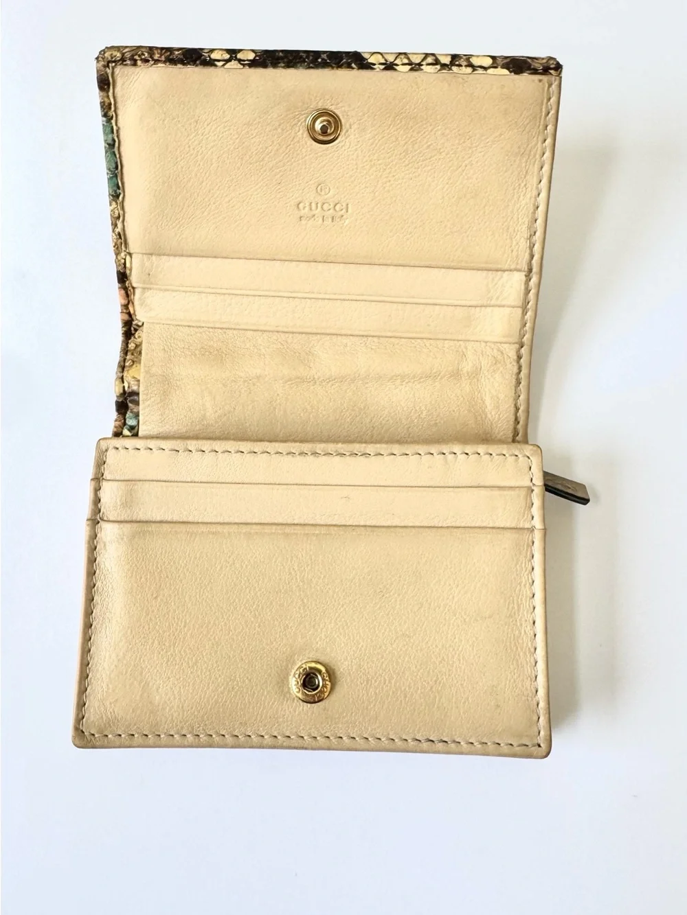 Multicolor Gucci Python Compact Wallet with Gold GG - Picture 4 of 10